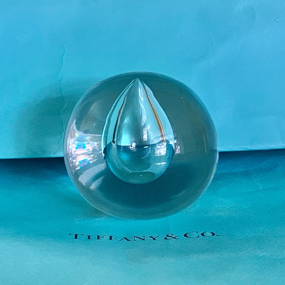 Tiffany & Co. Clear Crystal Teardrop Paperweight